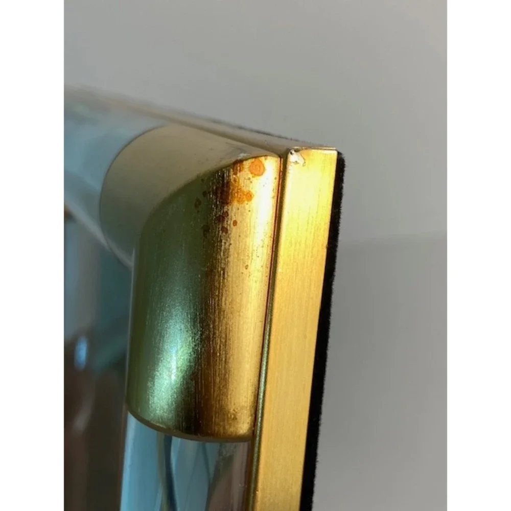 Vintage Brass and Lucite Tube Picture Frame Modern Tabletop Decor Chunky 6x4 In